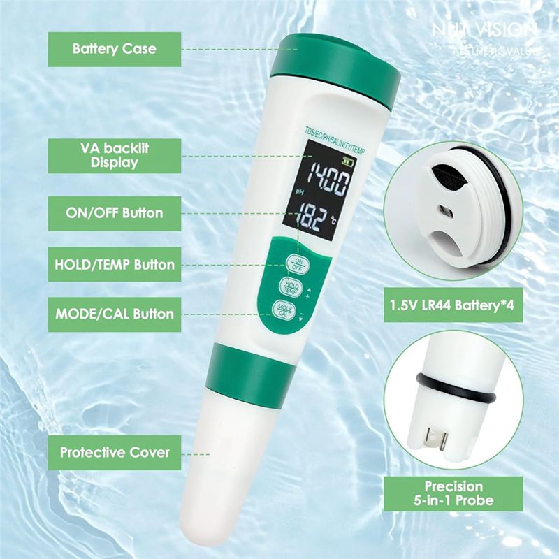 AT02-5 In1 Dijital PH Ölçer So - Ph Meter Digital Water Tester incelemesi ve fiyatı