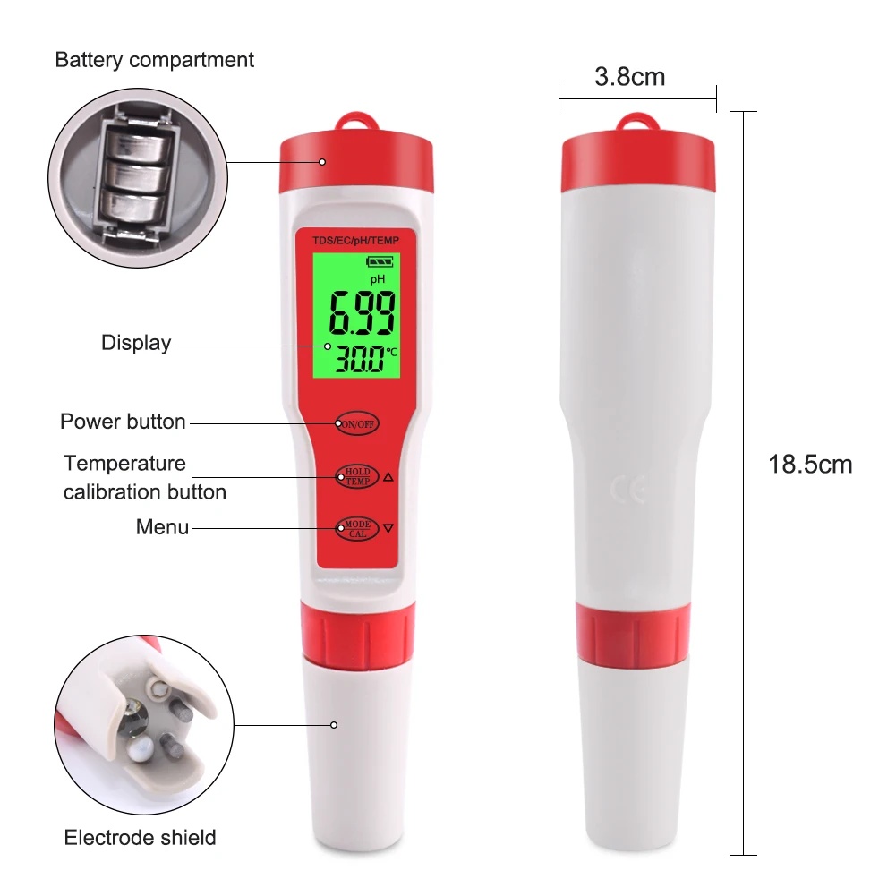 4 IN 1 TDS PH Ölçer PH/TDS/EC/ - Ph Meter Digital Water Tester incelemesi ve fiyatı